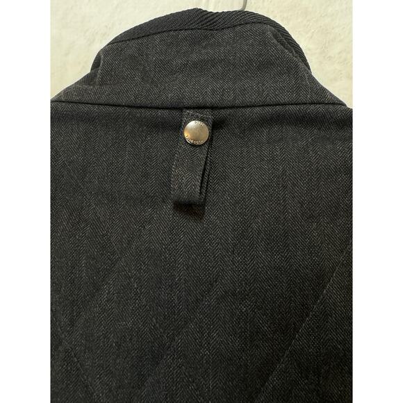 Hugo Boss Vest Mens 46R Black Herringbone Quilted Logo Zip Pockets Lined - Picture 9 of 16